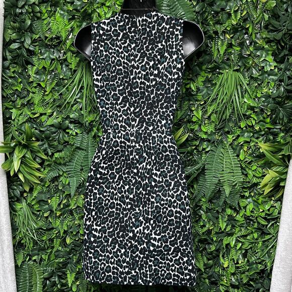 J CREW Dress Women 00 Black Green Leopard Pleated Sleeveless Sheath Career‎ 2665 - Picture 8 of 8